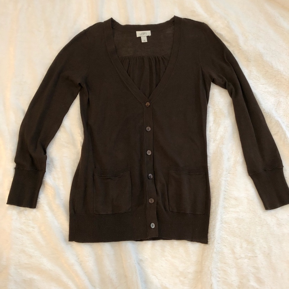 Brown Loft cardigan sweater